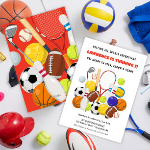 Convite Festa de Aniversário de Esportes para Meninos Supe