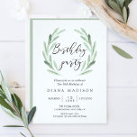 Convite Festa de aniversário de excursão do Ramo Verde Rus<br><div class="desc">Cartão de Convite de aniversário simples e russo com ilustração floral de cor d'água com coroa verde azeitona. Isto é perfeito para eventos de primavera,  verão e praia. Para personalização mais avançada deste design,  clique no botão "Personalizar" acima! Itens correspondentes também estão disponíveis.</div>