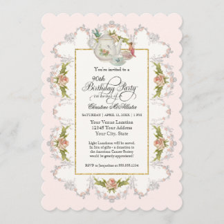 Convite Festa de Aniversário de Fada de Leite, Rosas de Bu