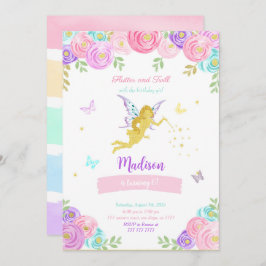 Convite Festa de aniversário de Fada Editável