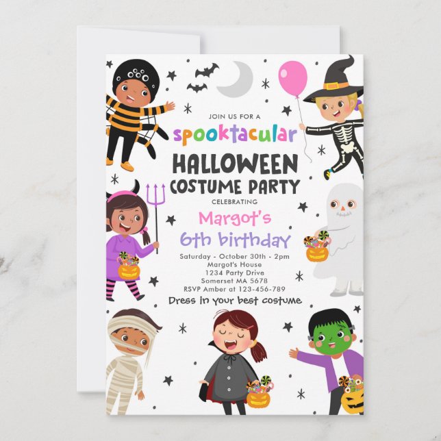 Convite Festa de aniversário de fantasia Spooktacular do H (Frente)