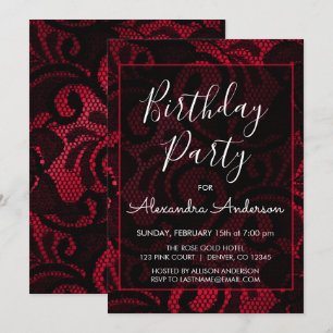 Convite Festa de aniversário de feno vermelho e preto