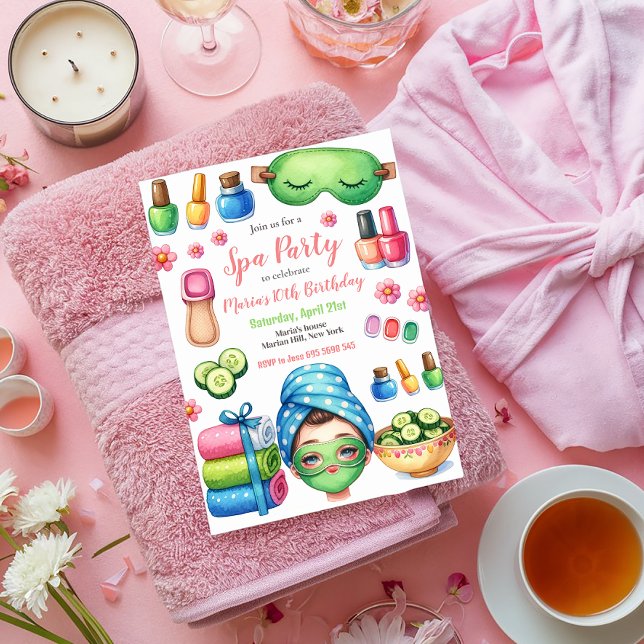 Convite Festa de aniversário de festas do dia do Spa (Criador carregado)