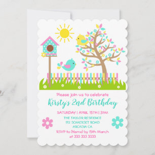 Convite Festa de Aniversário de Flores de Árvore de Verão 