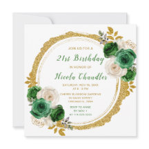 Festa de aniversário de Flores Elegantes Verde-Esc