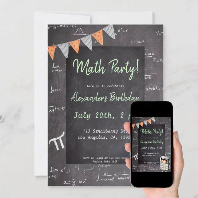Mathematic Invitation Convite Festa de aniversário de Fórmulas de Matemática do | Zazzle Brasil
