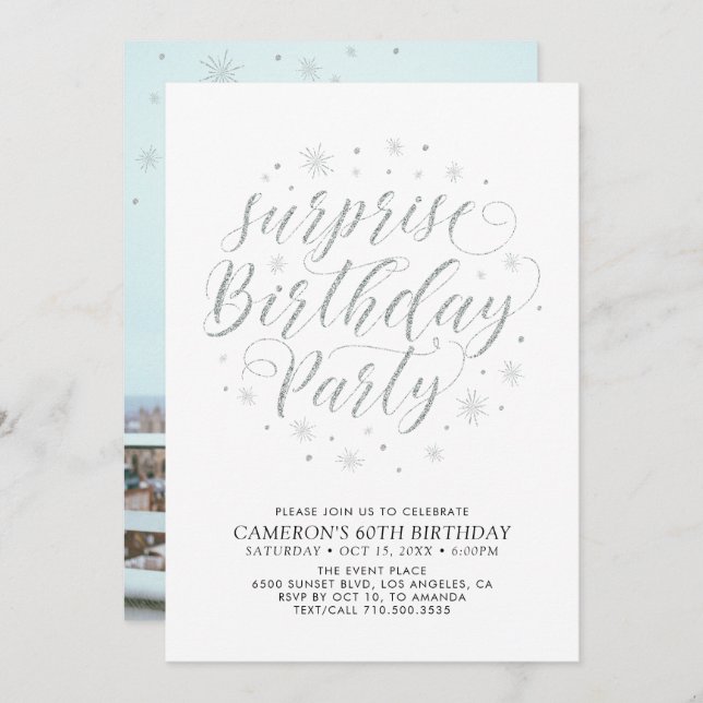 Convite Festa de aniversário de Foto Adulta de Surpresa Mo (Frente/Verso)