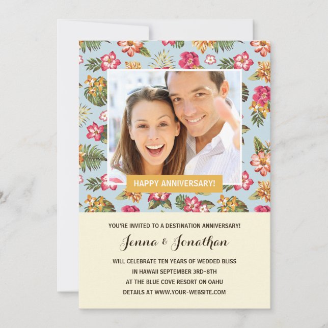 Convite Festa de Aniversário de Foto de Luau Tropical (Frente)