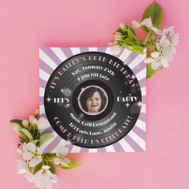 Convite Festa de aniversário de Foto de Vinil Female Retro