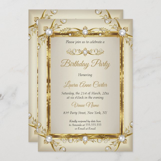 Convite Festa de aniversário de Fotografias de Creme Doura (Frente/Verso)