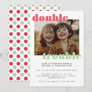 Convite Festa de aniversário de Fotografias de Crianças Co