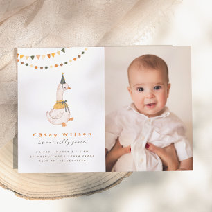 Convite Festa de aniversário de Fotografias de Ganso de Um