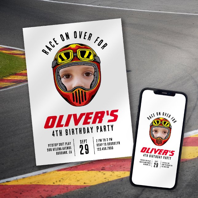 Convite Festa de aniversário de Fotografias do Capacete de (Criador carregado)