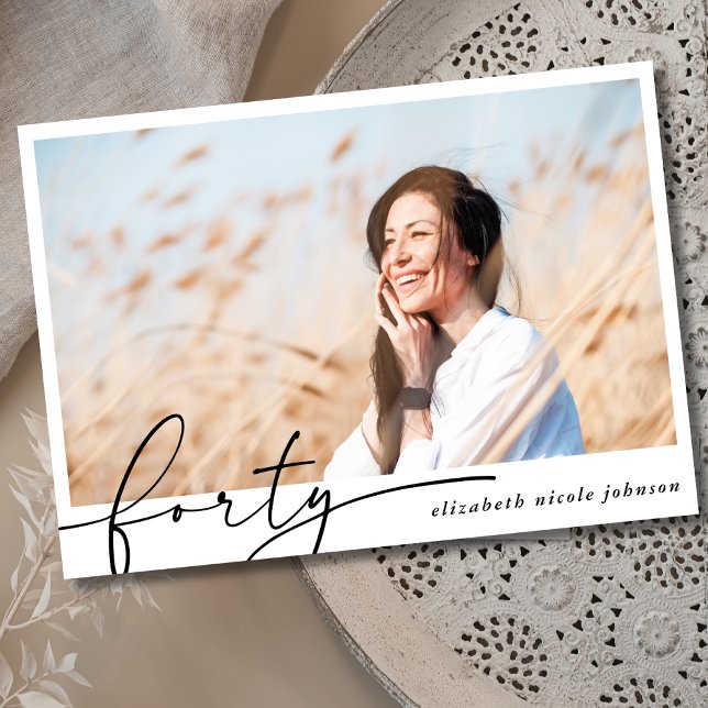 Convite Festa de aniversário de Fotografias Mínima Moderna (Criador carregado)