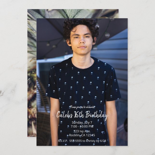 Convite Festa de aniversário de Fotografias Modernas de An (Frente/Verso)