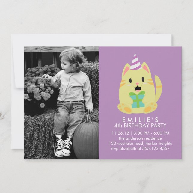 Convite Festa de aniversário de Fotografias Personalizadas (Frente)