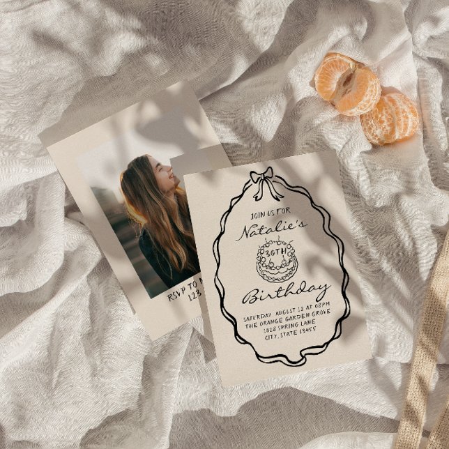 Convite Festa de aniversário de fotos coquetéis desenhadas (Criador carregado)