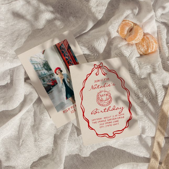 Convite Festa de aniversário de fotos coquetéis desenhadas (Criador carregado)