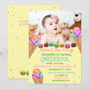 Convite festa de aniversário de fotos de verão sorvete