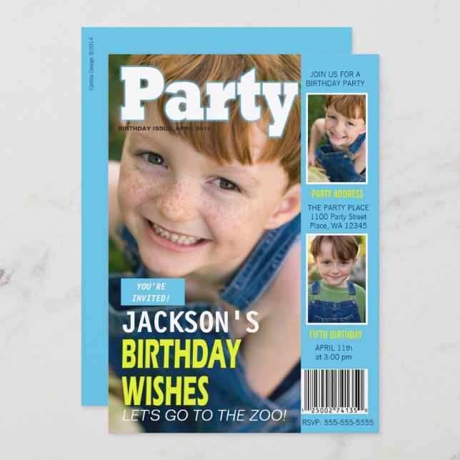 Convite Festa de aniversário de fotos do Cobrir 3 da Revis (Frente/Verso)