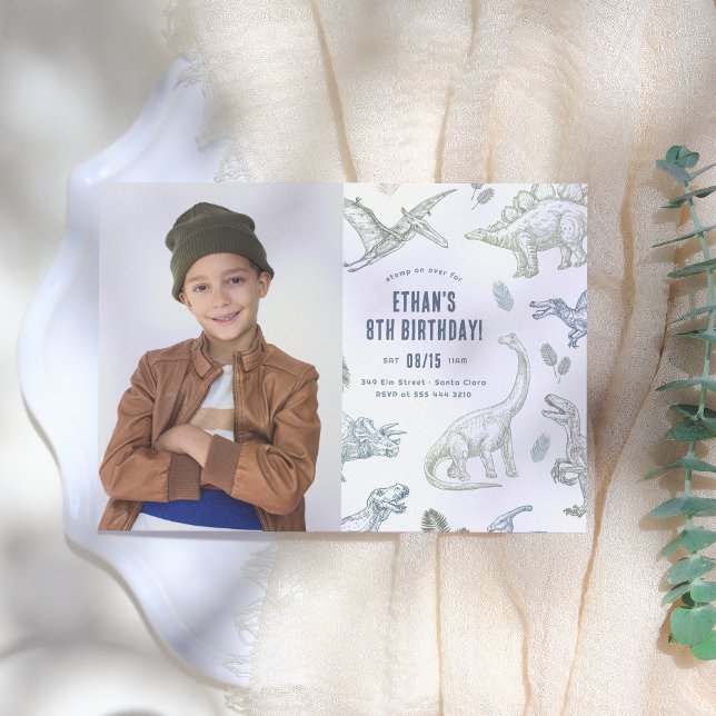 Convite Festa de aniversário de Fotos do Dinossauro (Criador carregado)