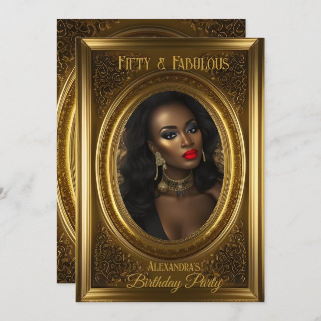 Convite Festa de aniversário de fotos elegante e antiga Do (Frente/Verso)