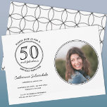 Convite Festa de aniversário de fotos simples 50 e fabulos<br><div class="desc">Uma elegante design de tipografia moderna monotone 50 e Fabulosa para ajudá-lo a celebrar este aniversário marco. Substitua a fotografia e altere a idade e os detalhes para personalizar. Crédito da fotografia: Fotografia © Storytree Studios,  Stanford,  CA</div>