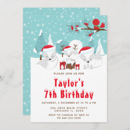 Convite Festa de aniversário de Fox Árctica de Woodland Na