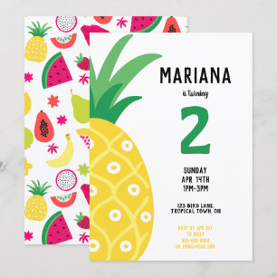 Convite Festa de aniversário de Fruta Pineapple Tutti Fru