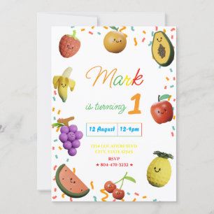 Convite Festa de Aniversário de Frutas Dançantes Fofas