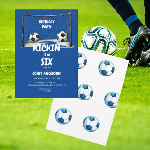 Convite Festa de Aniversário de Futebol Blue Kickin it