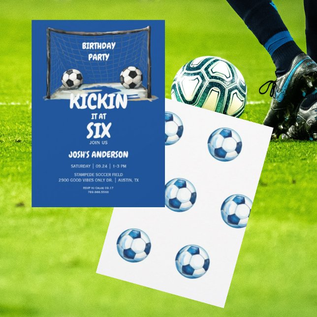 Convite Festa de Aniversário de Futebol Blue Kickin it (Criador carregado)