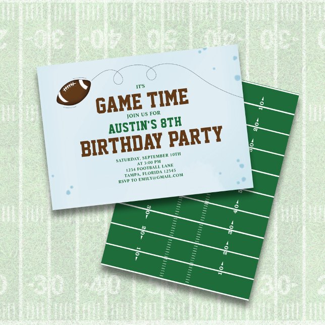 Convite Festa de aniversário de Futebol de Boy (Birthday party invitation with classic football field,)