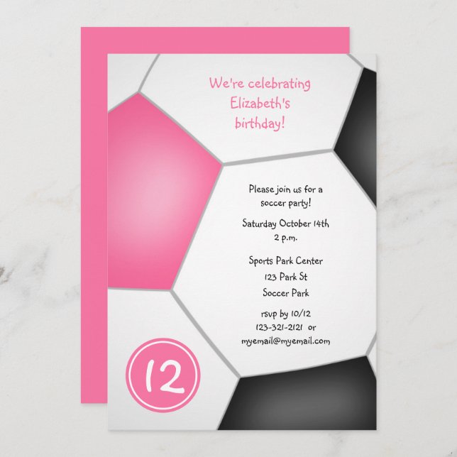 Convite festa de aniversário de futebol de meninas negras  (Frente/Verso)