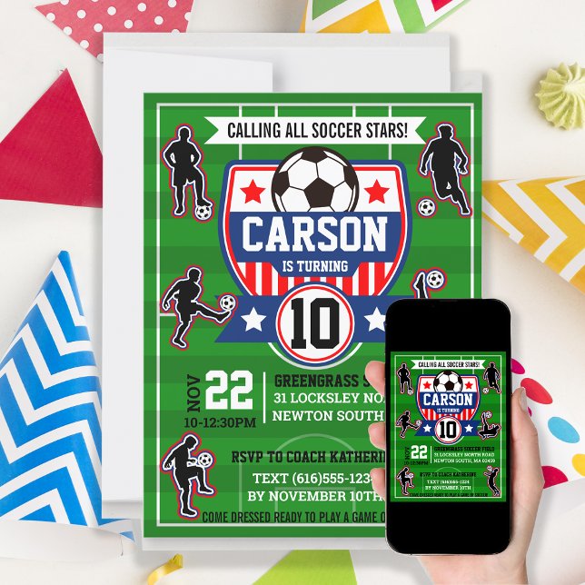 Convite Festa de aniversário de Futebol dos rapazes (Criador carregado)