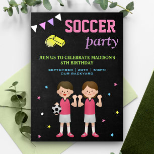 Convite Festa de Aniversário de Futebol Feminino Tema Espo