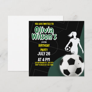 Convite Festa de aniversário de futebol, jogadora de futeb