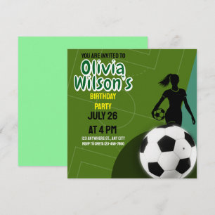Convite Festa de aniversário de futebol, jogadora de futeb
