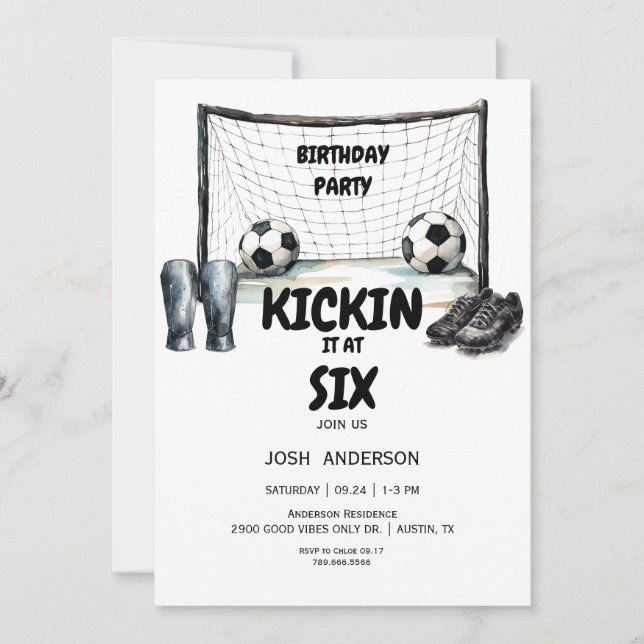 Convite Festa de Aniversário de Futebol Kickin it (Frente)