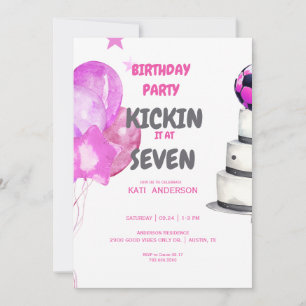 Convite Festa de Aniversário de Futebol Kickin it Rosa