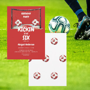 Convite Festa de Aniversário de Futebol Kickin it Vermelho
