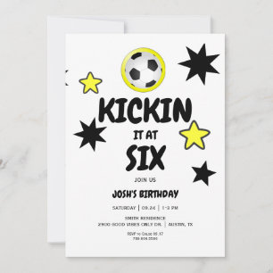 Convite Festa de aniversário de futebol Six 6th Kickin it