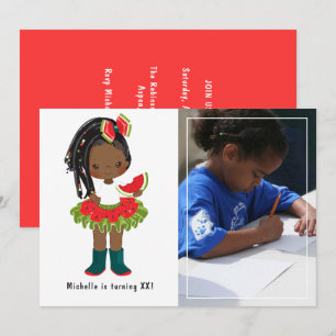 Convite Festa de aniversário de Garota Negra Americana de