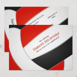 Convite festa de aniversário de garotas de vôlei preto ver