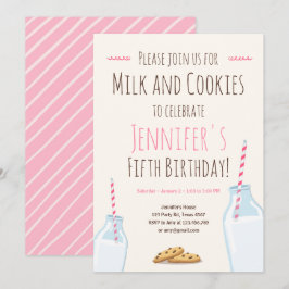 Convite Festa de aniversário de Garotas Rosa e Leite