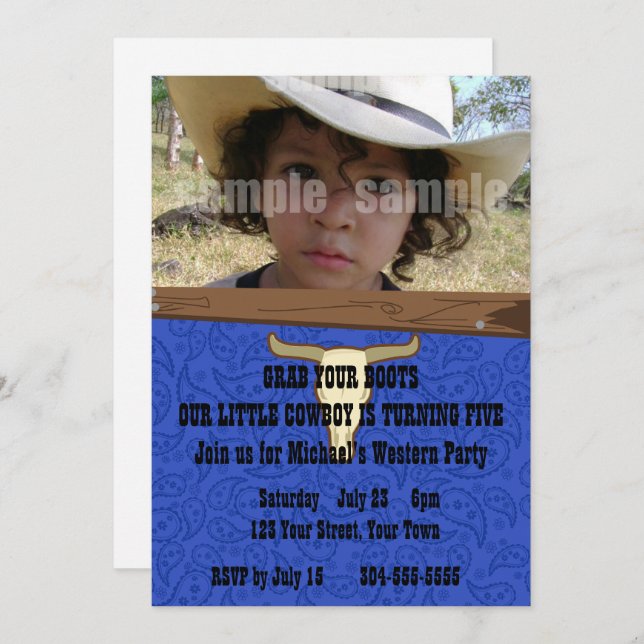 Convite Festa de aniversário de Garoto (Frente/Verso)