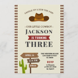 Convite Festa de aniversário de Garoto do Saloon Ocidental