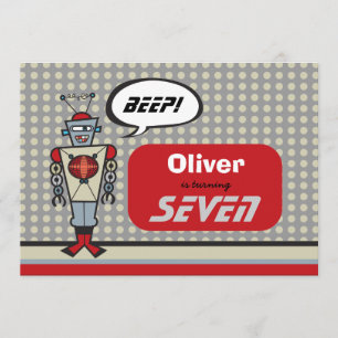 Convite Festa de aniversário de Garotos Bonitos Robôs Re