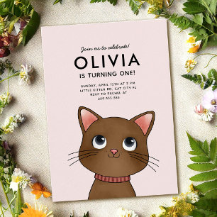 Convite Festa de aniversário de gatinho