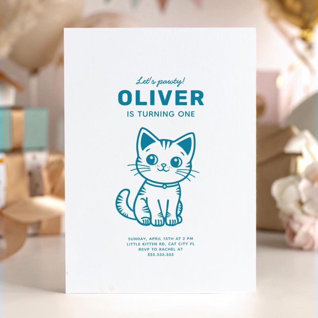 Convite Festa de aniversário de gatinho azul (Criador carregado)